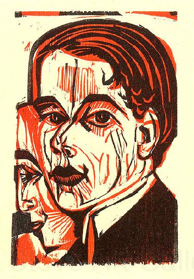Ernst Ludwig Kirchner Man's head - Selfportrait Norge oil painting art